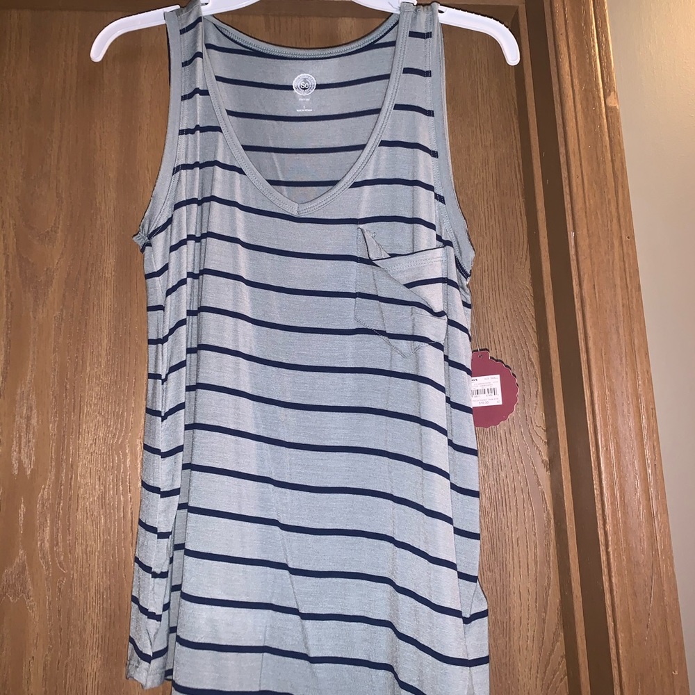 Green and navy stripped tank top